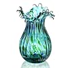 Green Glass Bubble Vase for Flowers, 8.5″ Blown Glass Vase for Home Decor, Modern Art Flower Vases Decorative | Table Centerpiece, Olive Plant, Wedding, Living Room, Bookshelf, Office, Entryway