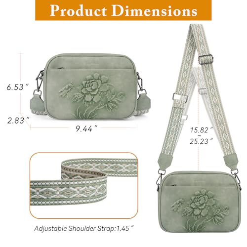 Image of Small Crossbody Purses for Women, Trendy Vegan Leather Crossbody Bag Embossed Travel Shoulder Handbags with Wide Strap