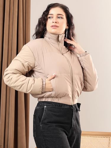 Image of KOTTY Women Nylon Full Sleeve Solid Standard Length Puffer Jacket