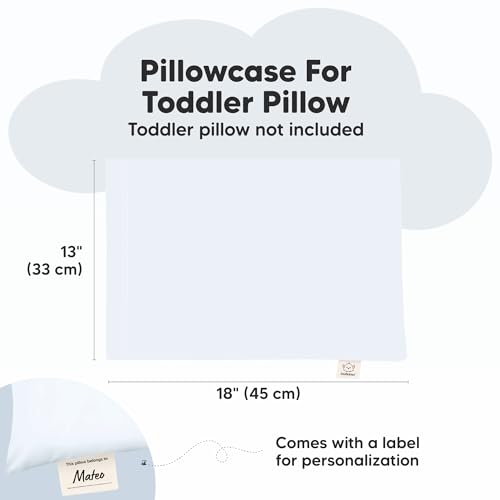 Image of KeaBabies Toddler Pillowcase 13x18 Organic Cotton Cover (Baby Blue) | Standard Toddler Pillowcase for Kids, Boys Girls, Soft, Durable Cotton Cover for Miniature Sleepy Pillow Cute Color No Pillow