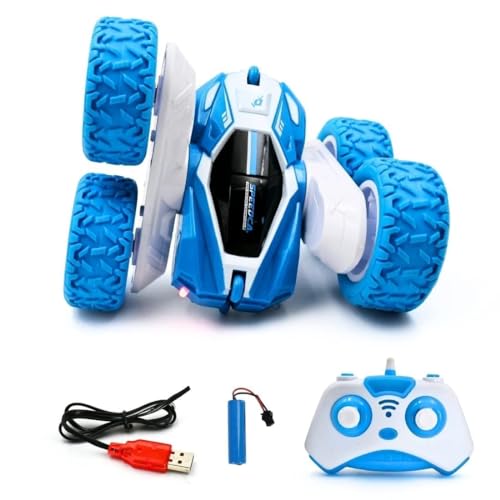 Image of MITAN RC Racing Stunt Car Toy Remote Control 2.4Ghz 360 Rotating Double Flip USB Rechargeable Kids - Blue