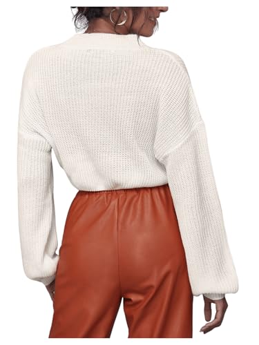 Image of WDIRARA Women's Mock Neck Long Sleeve Crop Sweater Casual Rib Knit Top