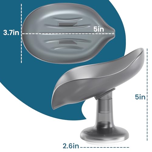 TAILI Self Draining Soap Holder, Leaf-Shaped Bar Soap Dish with Suction Cup Stand, Bar Saver Suitable for Bathroom, for Tub, Kitchen Sink, Removable, Easy to Clean & Keep Dry,2 Pack