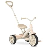 Deryan Triciclo bebé Wanderer 3 en 1 para niños de 2 a 6 años (máx. 25 kg), Bicicleta evolutiva, Cochecito con Pedales, Triciclo Plegable, diseño neerlandés, con Almacenamiento (Beige)