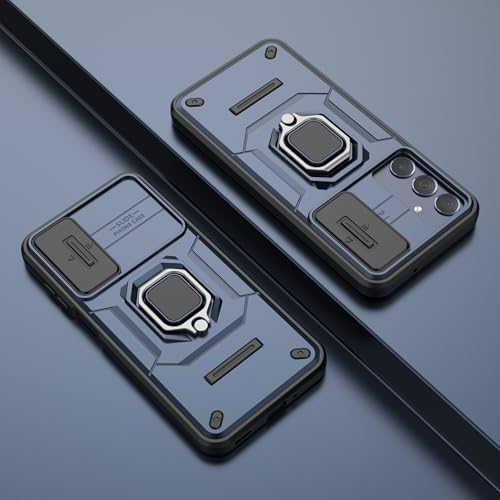 Image of Thermoplastic Polyurethane Camshield Pro Case With Slide Camera Protection And Ring Stand Bumper Back Case Cover For Samsung Galaxy M35 5G (Blue)