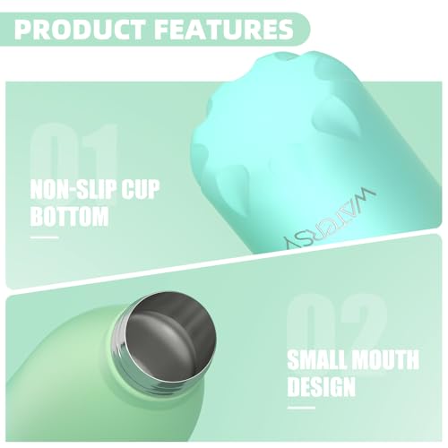 Image of WATERSY Stainless Steel water bottles,17oz /500ml Insulated Water Bottles,Gradient Green metal water bottle Keeps Drink Cold and Hot,BPA Free kids water bottles for School,Gym,Travel,Sports