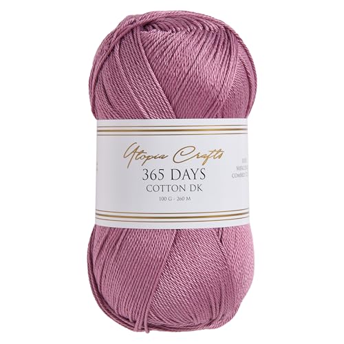 Utopia Crafts 365 Days Mercerised Combed Cotton DK Yarn for Knitting & Crochet 100g (Dusty Mauve)