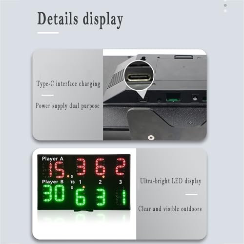Marcador de tenis con control remoto y pantalla LED miniatura 7