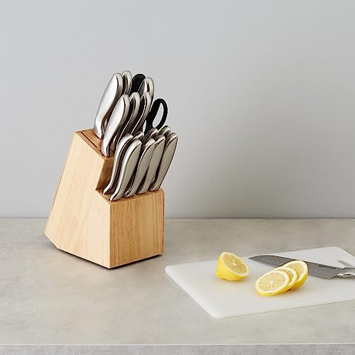Amazon Basics Stainless Steel Comfort Grip Knife Set With Block, 18-Piece #TOP6