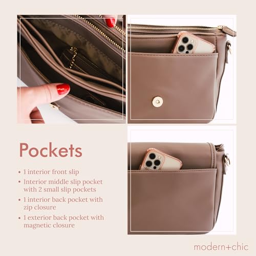 Image of Modern+Chic Crossbody Bag for Women - The Signature Crossbody Purse, Vegan Leather Sling Bag with Matching Wallet & Key Fob