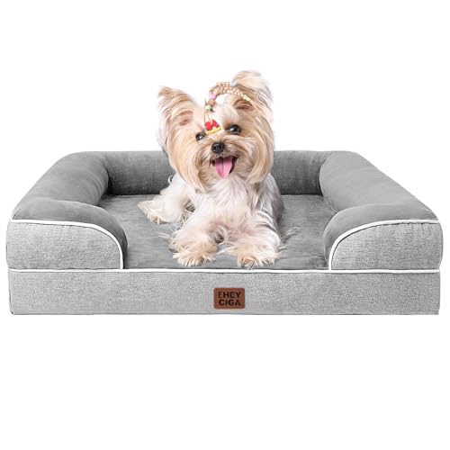 EHEYCIGA Orthopedic Dog Bed for Small Dogs, Waterproof Memory Foam Small Pet Beds with Sides,...