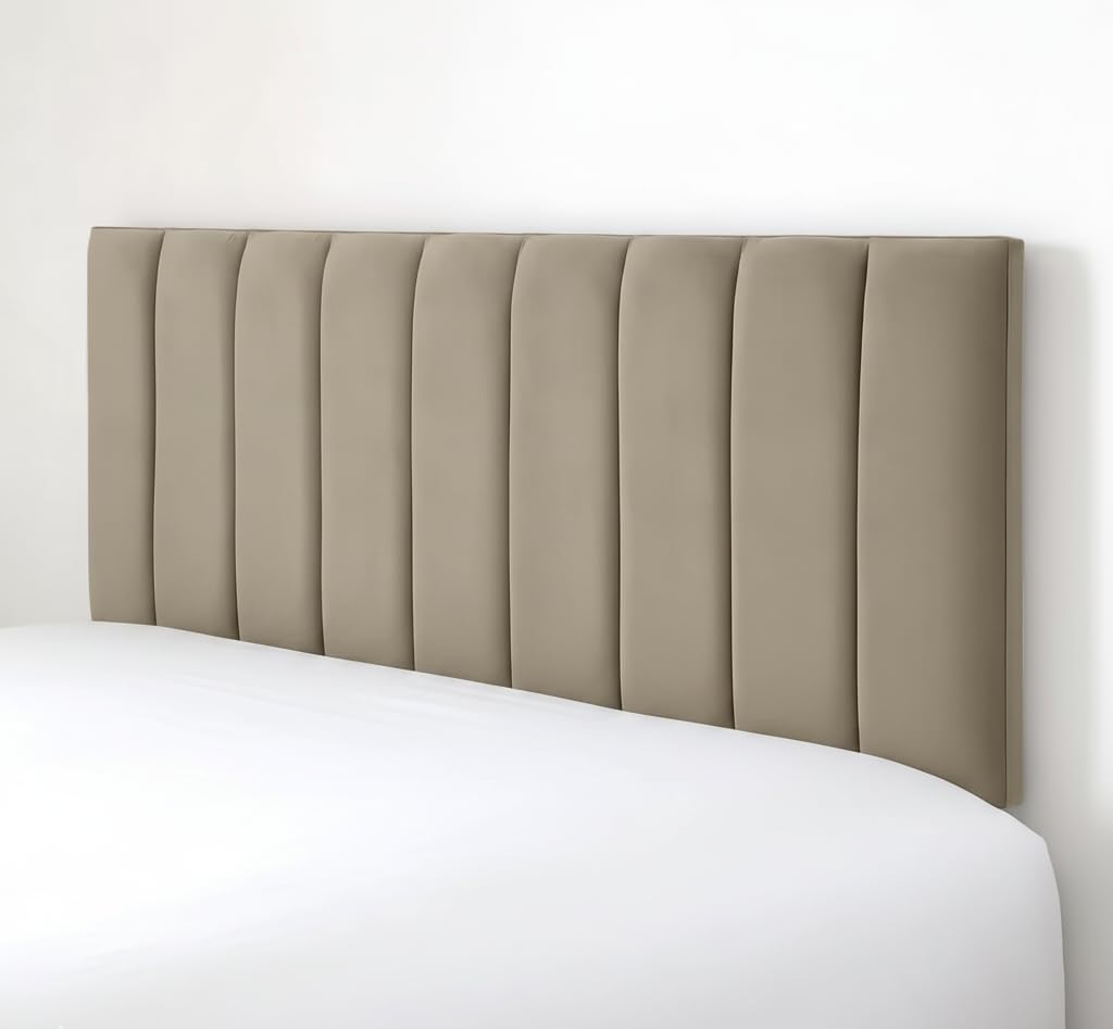 Cloudmere Luxury Portland Headboard Elegant design Plush Velvet 20" Divan Bed | Upholstered Padded Headboard for Divan Beds, Bedroom and Hotel Furniture (4Ft Small Double - Coffee)