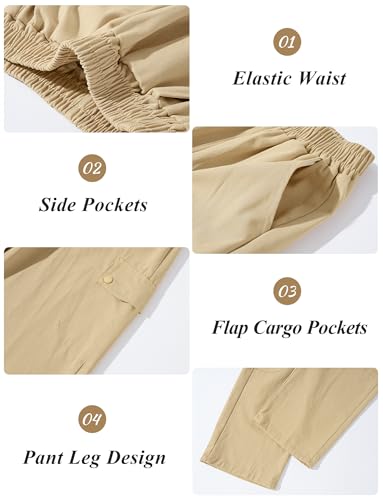 Pantalones cargo para niños Maeau de algodón con cintura elástica 4