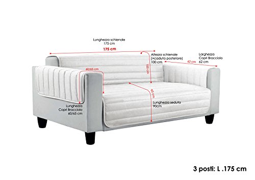 Datex Cdelgrigiochiaro3P Copri Divano a Doppia