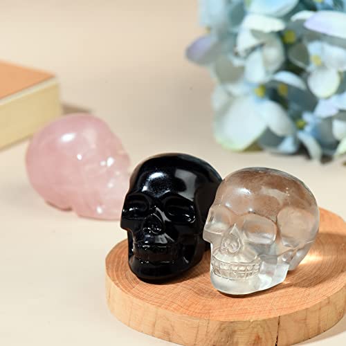 Wuyoushi 2" Natural Clear Skull Crystal Statue Hand Carved Healing Crystal Gem Sculpture Stone Figurines Carved Gem Reiki Energy Meditative Treatment Home Decor #TOP6