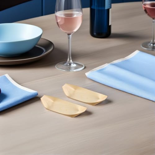 Bandeja desechable de madera para sushi GLEAVI 150 piezas miniatura 4
