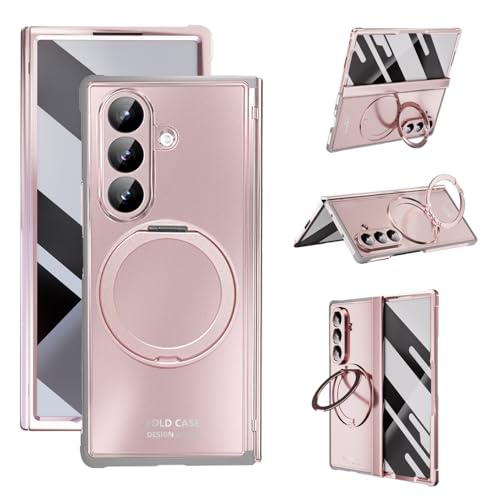 Coque Samsung Galaxy Z Fold 7 rose intégrale avec protège-écran et béquille