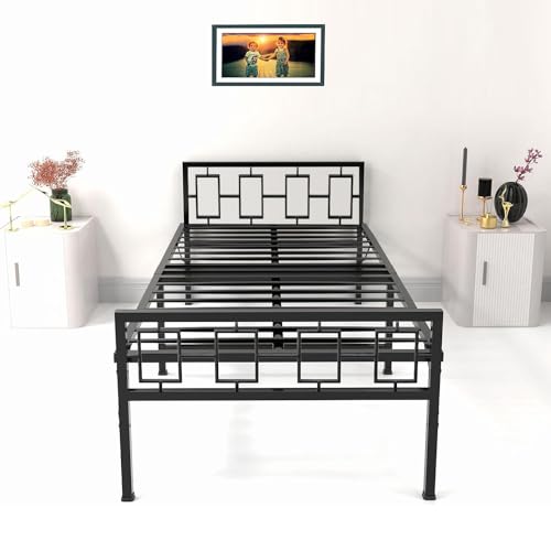 Image of APRODZ Folding Bed Single for Sleeping | Metal Folding Single Bed | Portable Foldable Guest Bed Single | No Assembly Required | Powder Coated | Easily Storable, Black