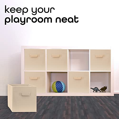 Pomatree 13X13X13 Inch Storage Cubes - 4 Pack - Large And Sturdy Storage Bins | Dual Handles, Foldable | Cube Organizer Bin | Fabric Baskets For Organizing Closet, Clothes And Toys (Beige) #TOP6