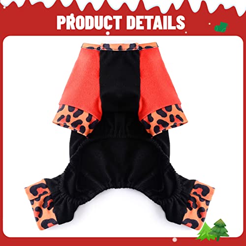 Dog Christmas Pajamas Red Leopard Soft Stretchable Dog Pajamas Onesie Pet Pjs Dog Clothes Puppy Outfits For Small Dog Boy Girl, X-Small, #TOP5