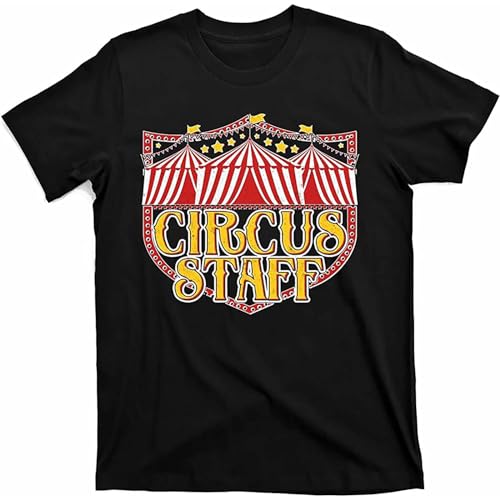 QISHUBAO Circus Staff Carnival Mens T-Shirt Cotton Unisex Black Tee Tops XXL