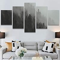 SIGNWIN 5 Panel Canvas Wall Art Duotone Forest for Home Decorations Ready to Hang - 60