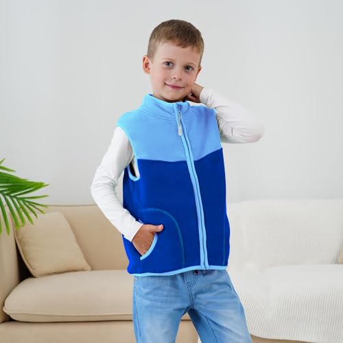 Boys and Toddlers' Polar Fleece Vest,Full Zip Coat Zipper Closure Sleeveless Warm Winter Fall Thicken Puffer Vest4