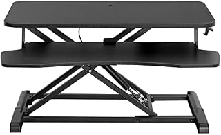 VIVO Standing 32 inch Desk Converter, Height Adjustable Riser, Sit to Stand Dual Monitor and Laptop Workstation with Wide Keyboard Tray, Black, DESK-V000K