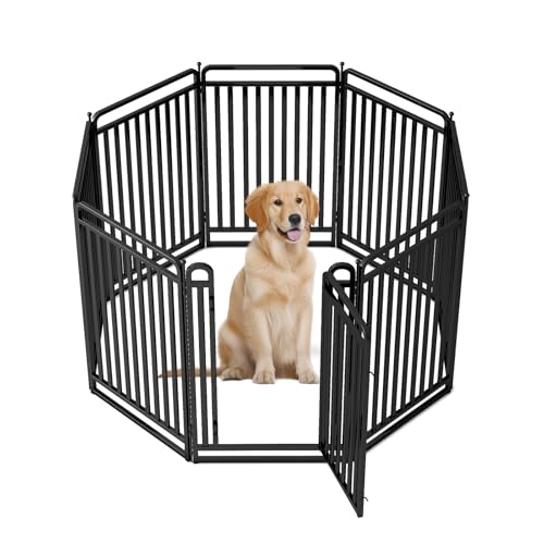 Image of New Thickened Version Dog Playpen, 40 Inch Dog Fences for The Yard, Portable Outdoor Dog Playpen for Large /Medium /Small Dogs, Foldable Metal Dog playpen, with Doors (8 Panels, 40 Inch)