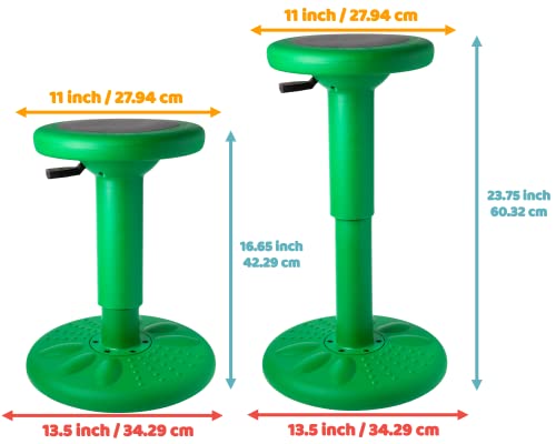 Image of Studico ActiveChairs Adjustable Wobble Stool, Flexible Classroom Seating, Improves Focus, Posture and Helps ADHD /ADD, Sensory Chair, Active Fidget Chairs Adjusts from 16.65 inch to 23.75 inch Ages 13-18 Gree
