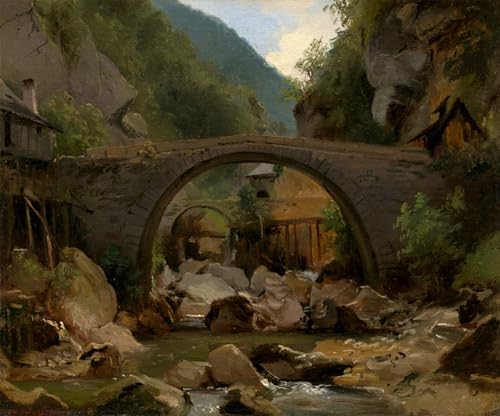 Imprimé sur toile ruisseau de montagne en Auvergne Théodore Rousseau affiche art