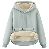 Gihuo Women's Winter Warm Hoodie Sherpa Fleece Lined Pullover Hoodie Hooded Sweatshirt Casual Tops (Green-M)