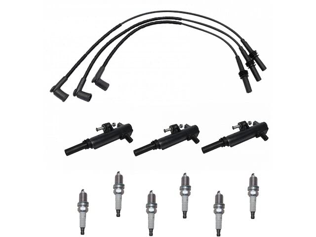 Ignition Coil Spark Plug Wire and Spark Plug Kit - 10 Piece - Compatible with 2009-2012 Jeep Liberty 3.7L V6, (W0162-Q725512)