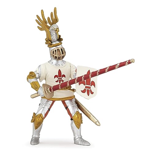 Figurine Chevalier Blanc Fleur de Lys Réaliste Collection Médiéval 3 Ans
