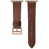 [Harmonia shop] 栃木レザー 本革 AppleWatch用 Series SE 9 8 7 6 5 4 3 2 1 互換性 バンド 交換ベルト 38mm 40mm 41mm (ダークブラウン(ローズゴールド) / 手首周り 130〜160mm対応)