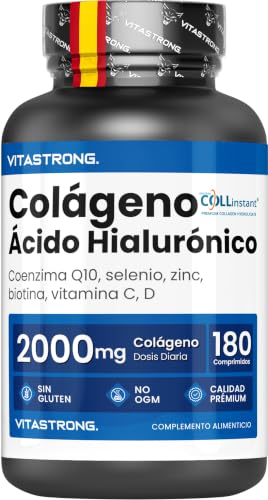 Vitastrong Colágeno Acido Hialuronico+Biotina+CoQ10, 180 Comprimidos 2000mg