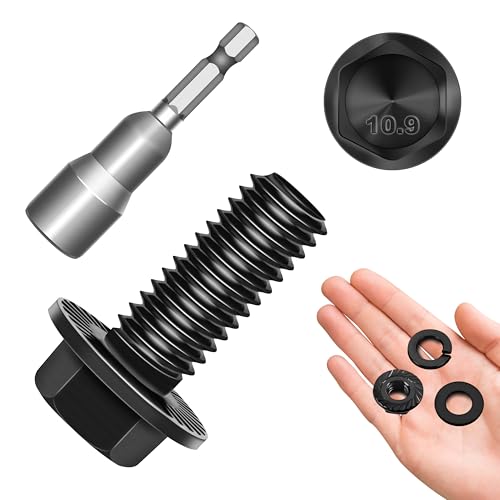 M8 x 20mm (10 Sets) M8x1.25 Bolt Flanged Hex Head Nuts and Bolts, M8 Bolt Flange Hexagon Screws with Nuts and Washers, M8 Screws Grade 10.9 Alloy Steel Metric Assortment Metric Screw By Mywish