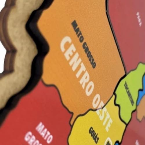 Quebra cabeça Mapa do Brasil Regiões Brinquedo de Madeira Montar Infantil Educativo Colorido Cores v