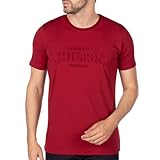 100% Coton Shilton T-Shirt Manches Courtes Relief Homme S/Rouge