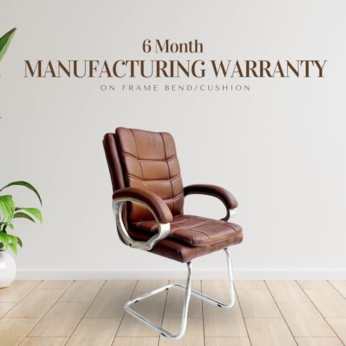 Image of activa Executive Office Visitor Chair | Ergonomic Relax Chair for Study, Home, Reception| Comfortable Cushioned Seat Back, Double Pipe Frame with Arm Rest Guest Seating (2, Brown, Star)