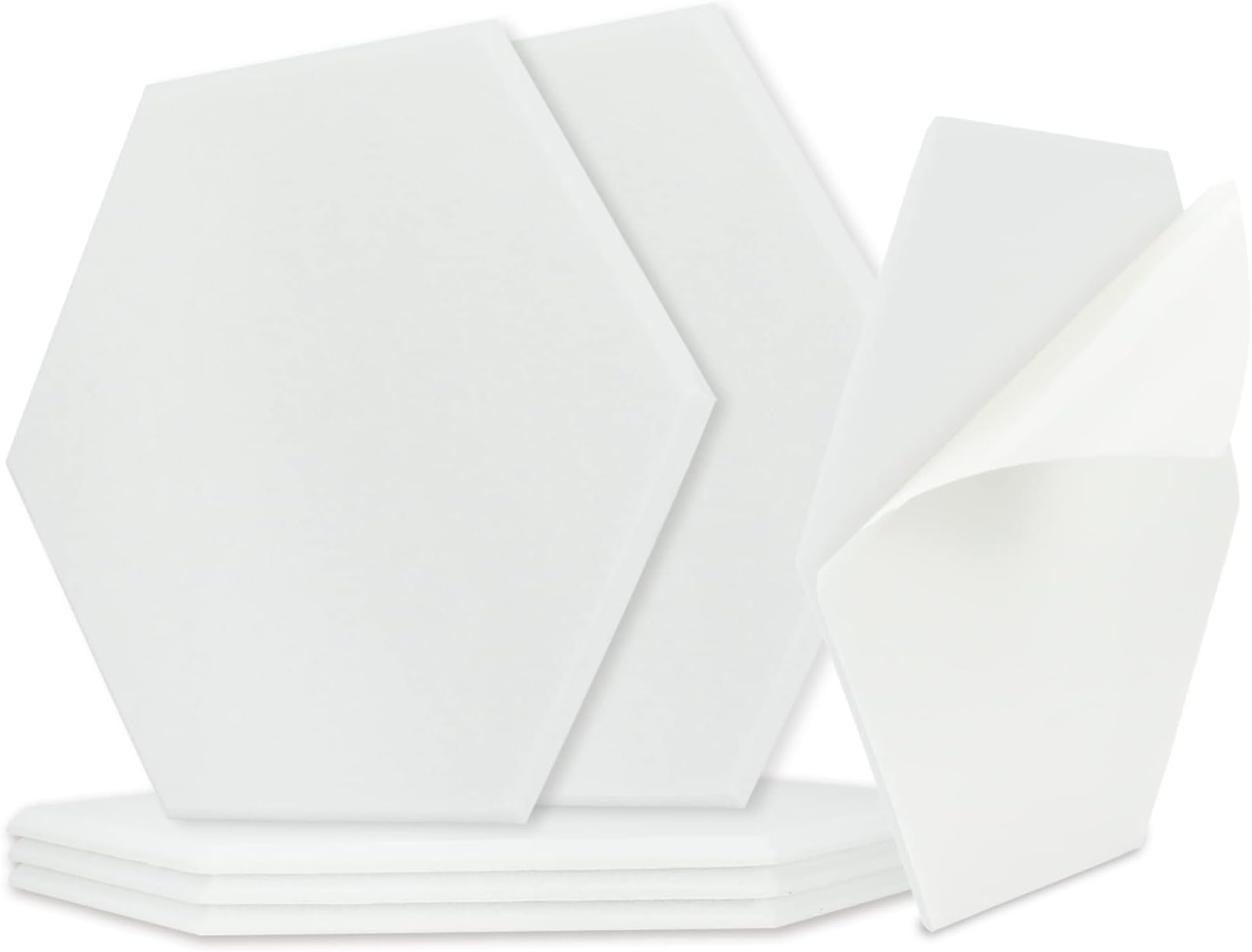 BXI Hexagon Felt Bulletin Board - 14.2 X 12.3 X 3/8 Inches 6 Pcs Self-Adhesive Poster Cork Board 30 Push Pins, Thick Pin Tiles Display Vision Board, Photo Picture Panels for Home Office Classroom