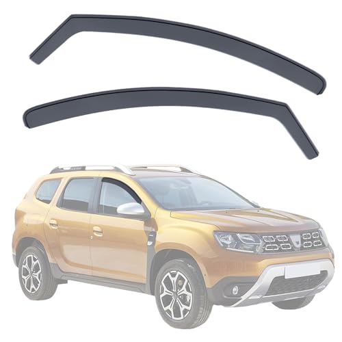 MC_Performance Juego de 2 Deflectores Ventanilla Delantera Coche Compatibles con Dacia Duster II (Modelos 2018-2023) 2 Uds | Color Ahumado Oscuro | Fabricado en Plexiglas PMMA