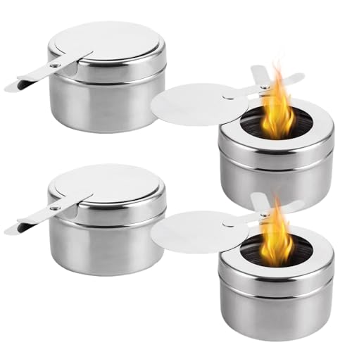 Zyluniy 4 Pièces Récipients à Pâte Combustible, Brûleur à Alcool en Acier Inoxydable, Accessoires de Cuisson, pour Réchaud à Fondue, Buffet Chafing...