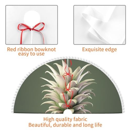 Jupe de sapin de Noël ananas 122 cm avec pompons double couche élégants