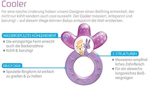 MAM Cooler New 66816611 Pierścień do Gryzania dla Niemowląt, Zielony/Niebieski