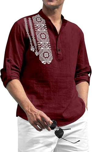 Image of Folgen Men's Cotton Blend Kurta | Casual for Men | Comfortable & Stylish | Regular Fit | Kurtas for Men Under 500 | Full Sleeve Short Kurta Shirt | Printed