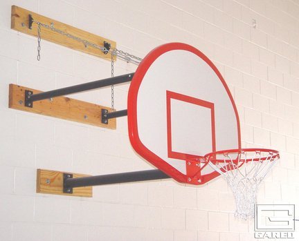 Gared Sports Three-Point Wall Mount Series with 3-4' Foot Extension for Rectangular Board and Adjust-a-Goal