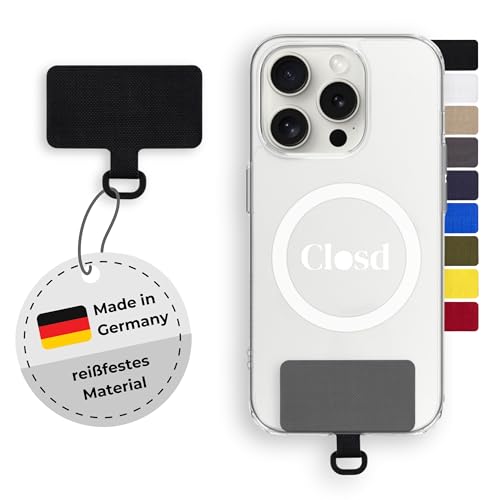 Closd Halterung für Handyketten extrem reißfest absolut sicher schwarz universal für jede Handyhülle Made in Germany sehr dünn nur 0 75 mm