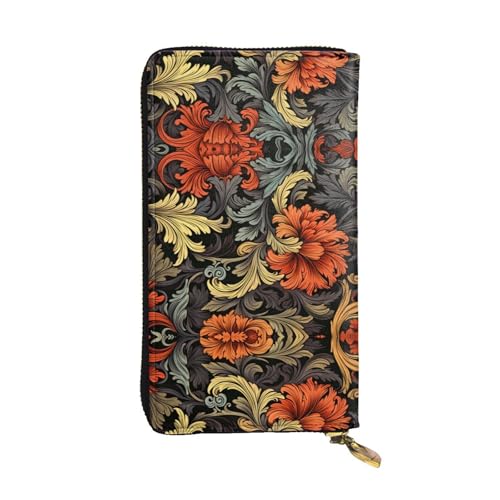 Portefeuille en cuir vintage fleuri 19,1 x 10,4 cm : rangez tout avec style