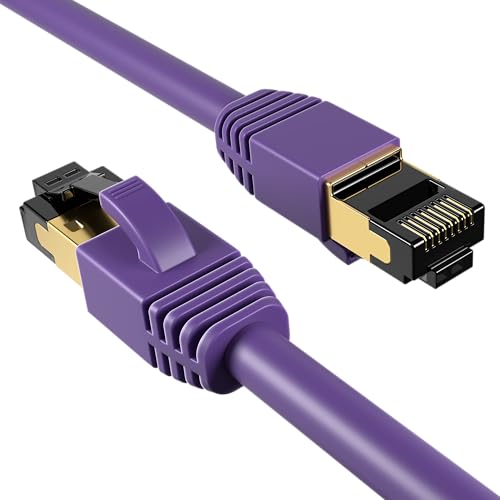 Image of Cables Direct Online Cat8 Purple 1FT SFTP Ethernet Patch Cable 40Gbps 2000Mhz Connection 26AWG Shielded Copper RJ45 Backwards Compatible with Cat5, for Cat6, Cat7 for Modems, Routers, Networks